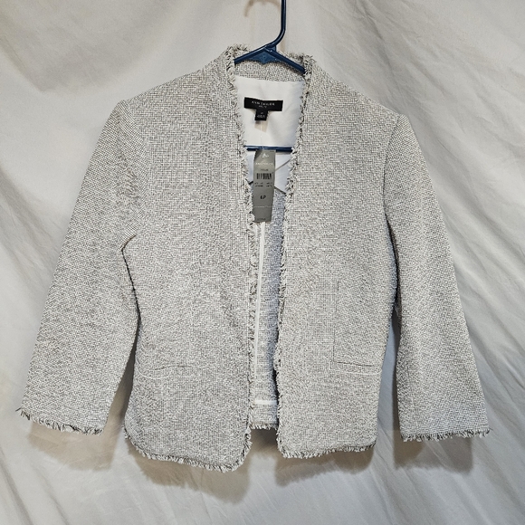 Ann Taylor Jackets & Blazers - NWT Ann Taylor Women's 6P Tweed Open Front Blazer Black White Size 6P
